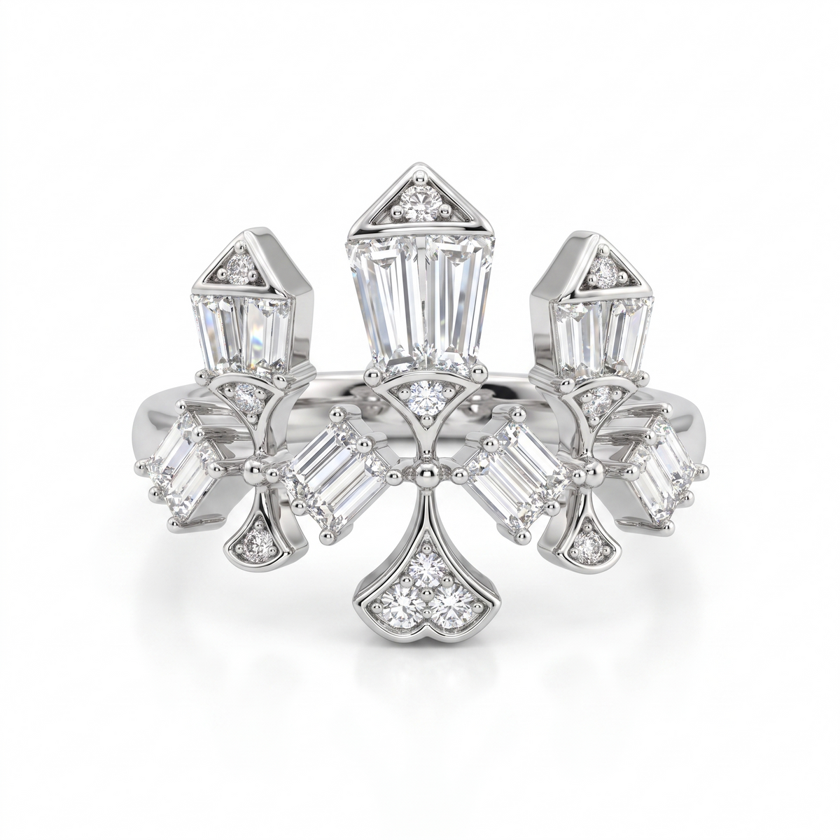 American Diamond Art Deco Baguette Complete Jewelry Set in 925 Sterling Silver