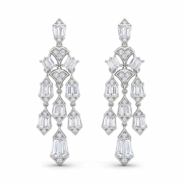 American Diamond Art Deco Baguette Complete Jewelry Set in 925 Sterling Silver