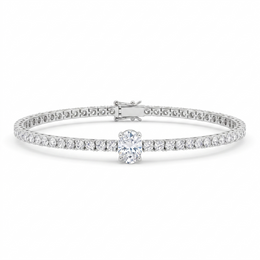 American Diamond Oval Center Tennis Bracelet in 925 Sterling Silver