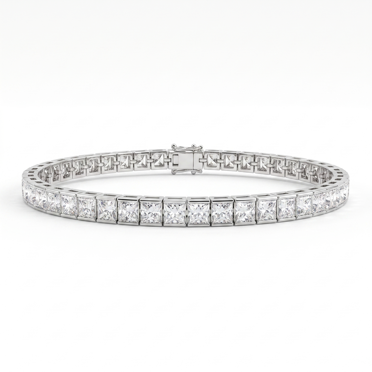 American Diamond Princess-Cut Tennis Bracelet in 925 Sterling Silver