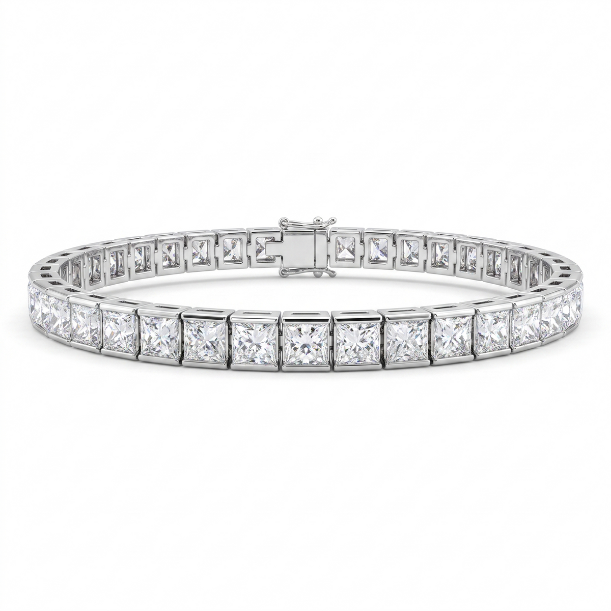 American Diamond Princess-Cut Tennis Bracelet in 925 Sterling Silver
