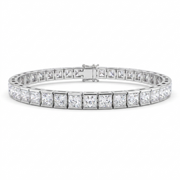 American Diamond Princess-Cut Tennis Bracelet in 925 Sterling Silver