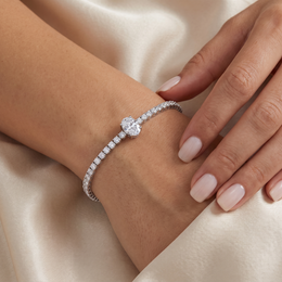 American Diamond Oval Center Tennis Bracelet in 925 Sterling Silver
