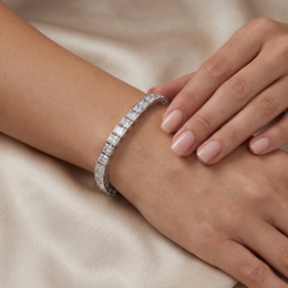 American Diamond Princess-Cut Tennis Bracelet in 925 Sterling Silver