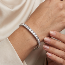 American Diamond Princess-Cut Tennis Bracelet in 925 Sterling Silver