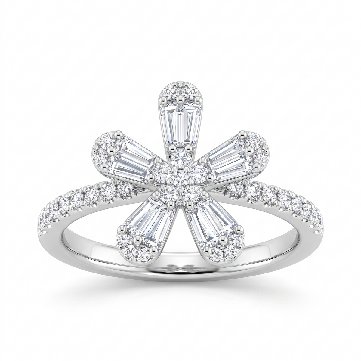 American Diamond Floral Leaf Complete Jewelry Set in 925 Sterling Silver
