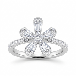 American Diamond Floral Leaf Complete Jewelry Set in 925 Sterling Silver