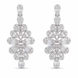 American Diamond Floral Leaf Complete Jewelry Set in 925 Sterling Silver