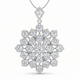 American Diamond Floral Cluster Statement Pendant in 925 Sterling Silver
