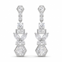 American Diamond Hexagonal Floral Complete Jewelry Set in 925 Sterling Silver