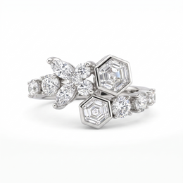 American Diamond Hexagonal Floral Complete Jewelry Set in 925 Sterling Silver
