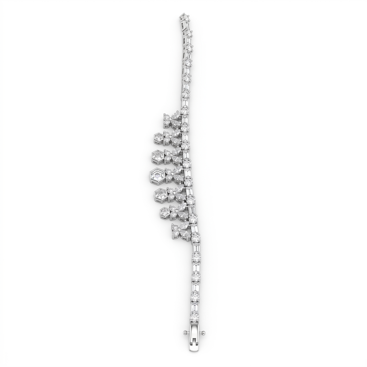 American Diamond Hexagonal Floral Complete Jewelry Set in 925 Sterling Silver