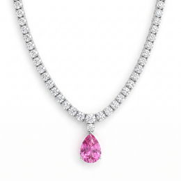 American Diamond & Pink Pear-Cut Stone Complete Jewelry Set in 925 Sterling Silver