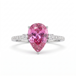 American Diamond & Pink Pear-Cut Stone Complete Jewelry Set in 925 Sterling Silver