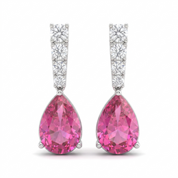 American Diamond & Pink Pear-Cut Stone Complete Jewelry Set in 925 Sterling Silver