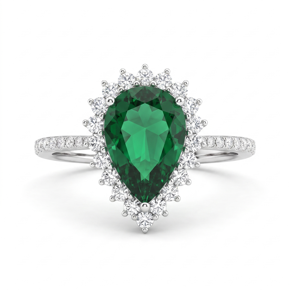 American Diamond & Emerald Green Pear-Cut Complete Jewelry Set in 925 Sterling Silver