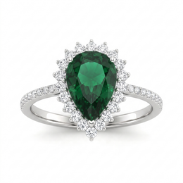 American Diamond & Emerald Green Pear-Cut Complete Jewelry Set in 925 Sterling Silver