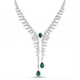 American Diamond & Emerald Green Pear-Cut Complete Jewelry Set in 925 Sterling Silver