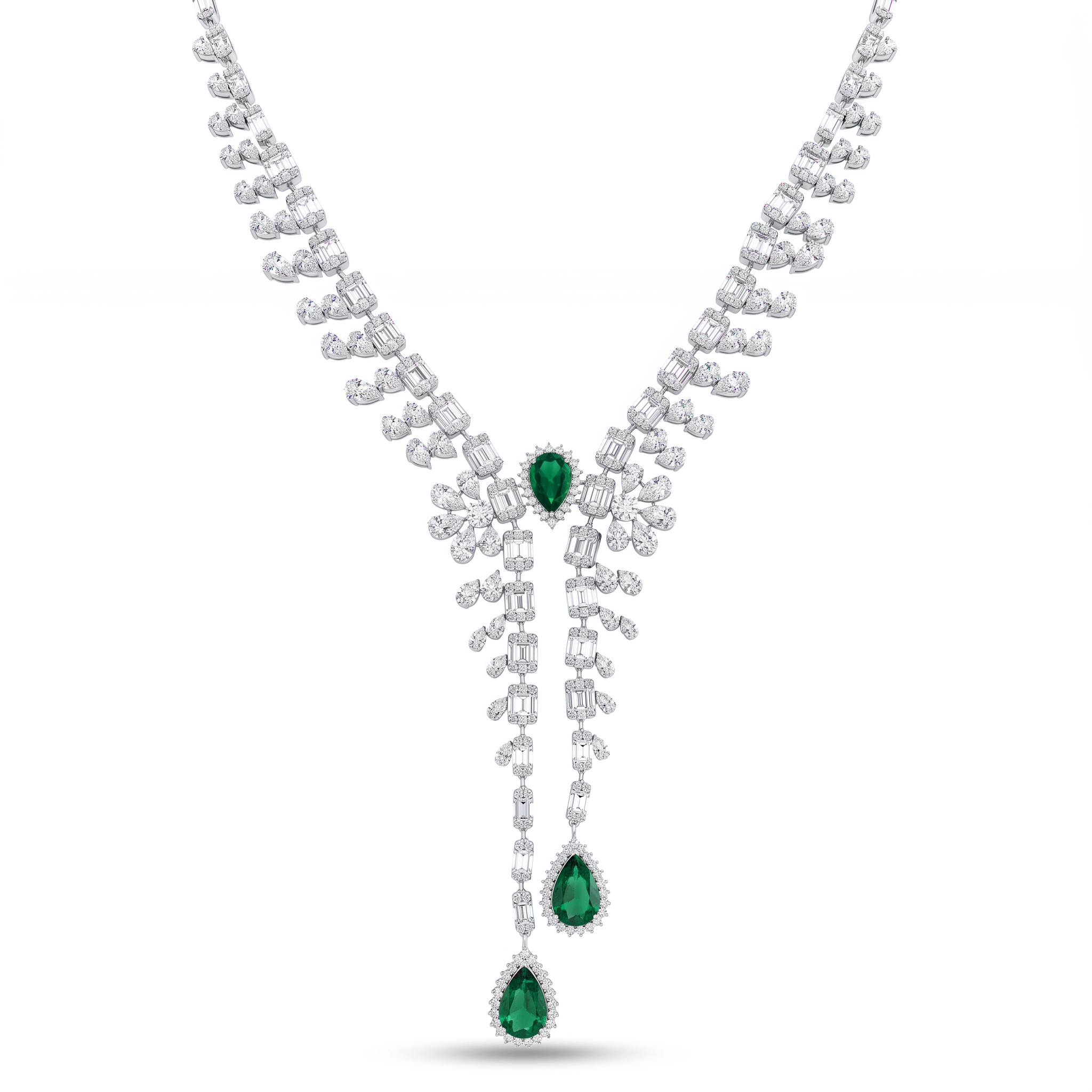 American Diamond & Emerald Green Pear-Cut Complete Jewelry Set in 925 Sterling Silver Secondary image