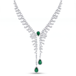 American Diamond & Emerald Green Pear-Cut Complete Jewelry Set in 925 Sterling Silver
