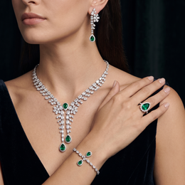 American Diamond & Emerald Green Pear-Cut Complete Jewelry Set in 925 Sterling Silver