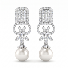 American Diamond & Pearl Ornamental Complete Jewelry Set in 925 Sterling Silver