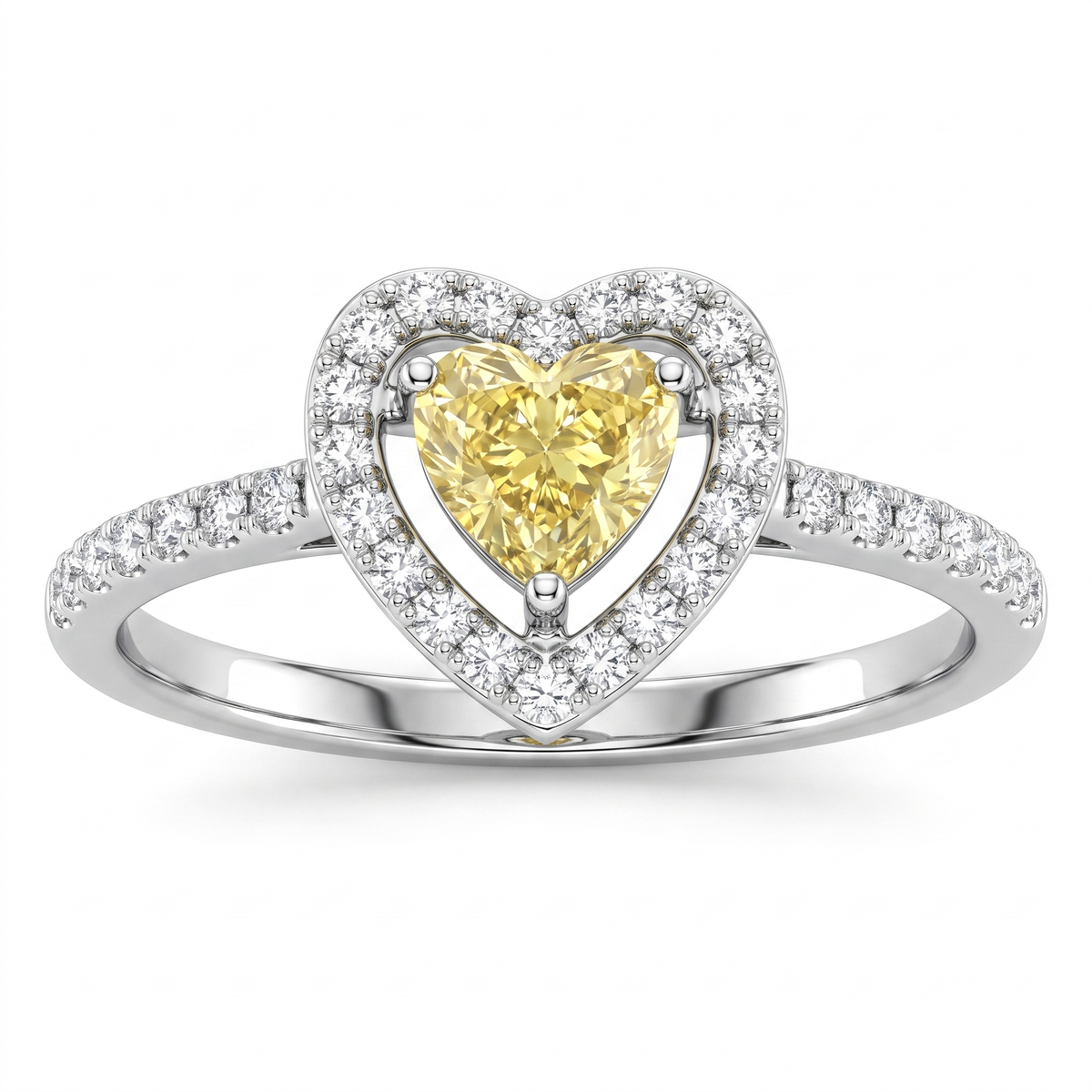 American Diamond Yellow Heart Complete Jewelry Set in 925 Sterling Silver