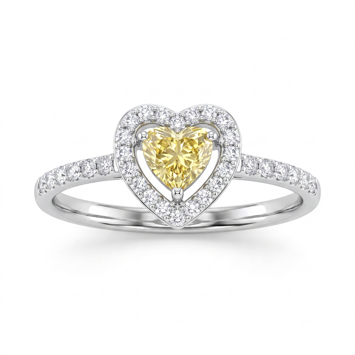 American Diamond Yellow Heart Complete Jewelry Set in 925 Sterling Silver