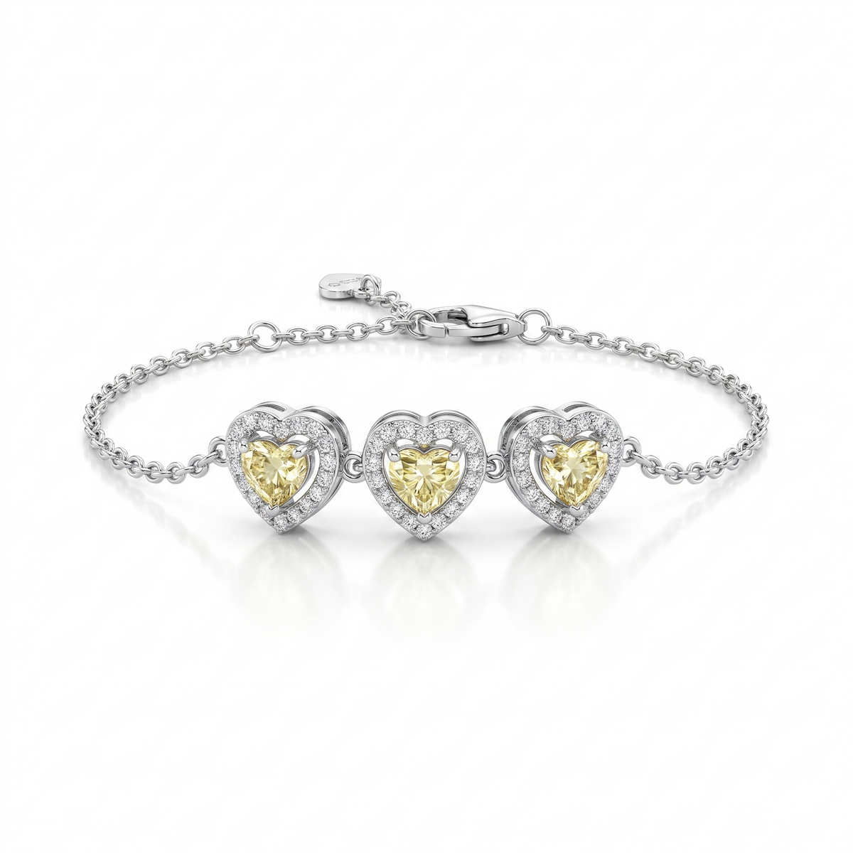 American Diamond Yellow Heart Complete Jewelry Set in 925 Sterling Silver