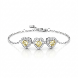American Diamond Yellow Heart Complete Jewelry Set in 925 Sterling Silver