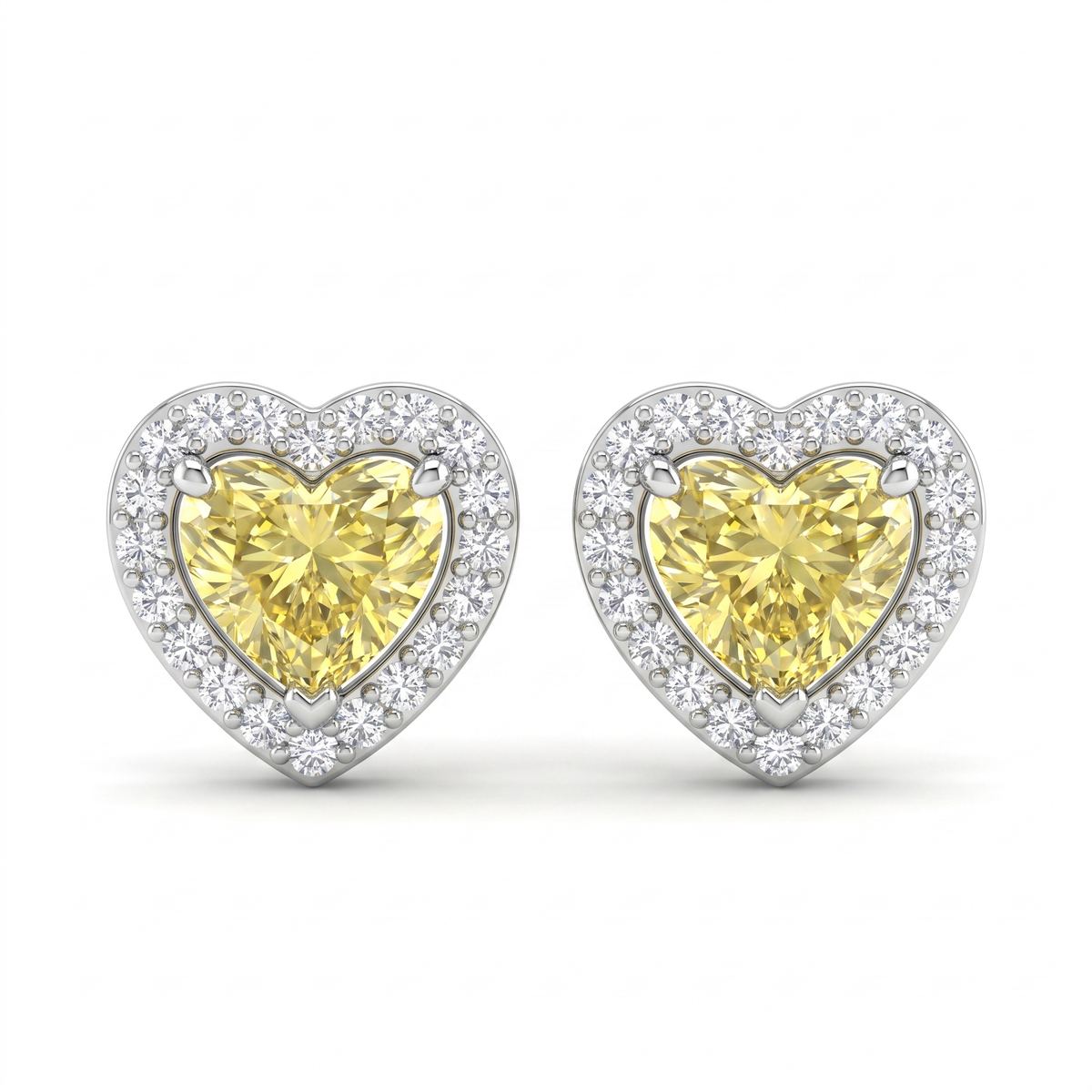 American Diamond Yellow Heart Complete Jewelry Set in 925 Sterling Silver