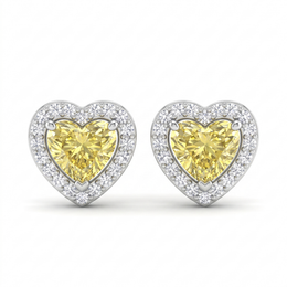 American Diamond Yellow Heart Complete Jewelry Set in 925 Sterling Silver