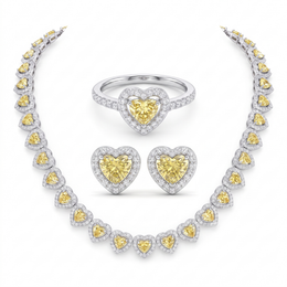 American Diamond Yellow Heart Complete Jewelry Set in 925 Sterling Silver