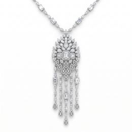 American Diamond Floral Cascade Complete Jewelry Set in 925 Sterling Silver