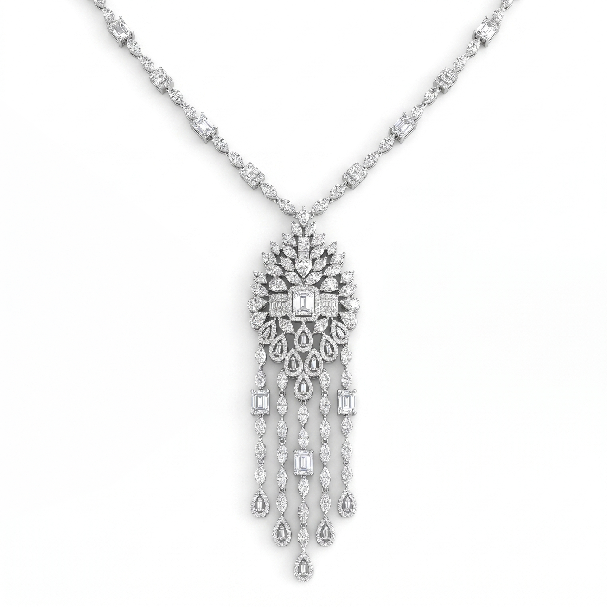 American Diamond Floral Cascade Complete Jewelry Set in 925 Sterling Silver Secondary image