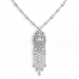 American Diamond Floral Cascade Complete Jewelry Set in 925 Sterling Silver