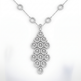 American Diamond Oval Cascade Statement Necklace in 925 Sterling Silver