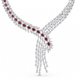 Red & White Marquise Stone Statement Jewelry Set in 925 Sterling Silver