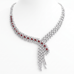 Red & White Marquise Stone Statement Jewelry Set in 925 Sterling Silver