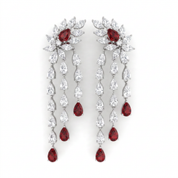 Red & White Marquise Stone Statement Jewelry Set in 925 Sterling Silver
