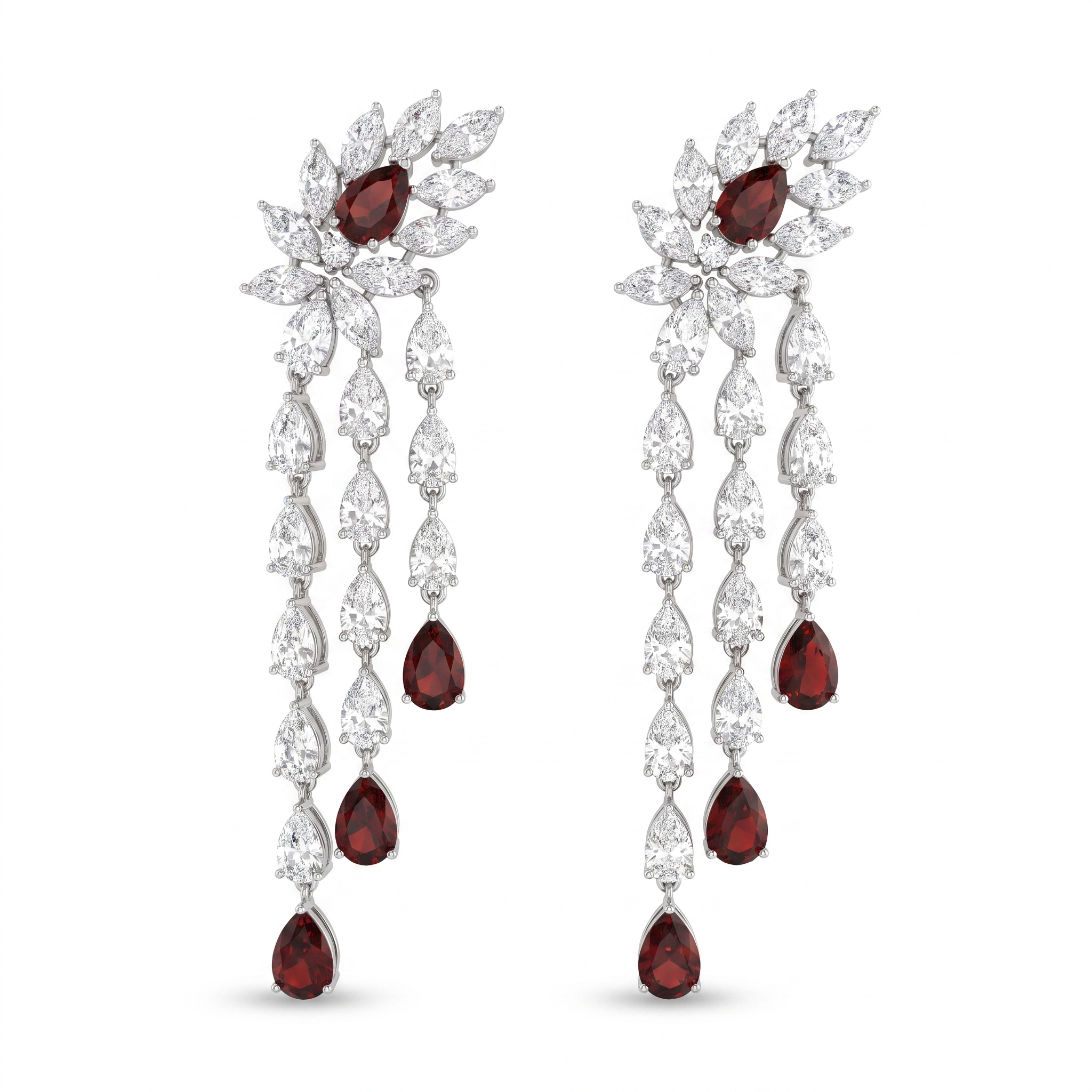 Red & White Marquise Stone Statement Jewelry Set in 925 Sterling Silver Secondary image