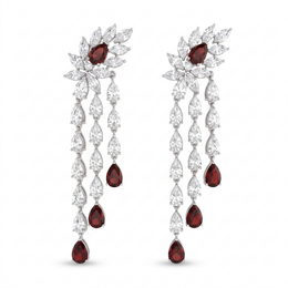 Red & White Marquise Stone Statement Jewelry Set in 925 Sterling Silver