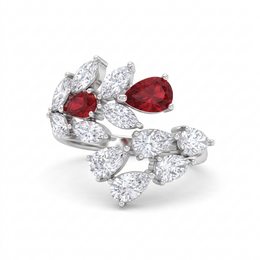 Red & White Marquise Stone Statement Jewelry Set in 925 Sterling Silver