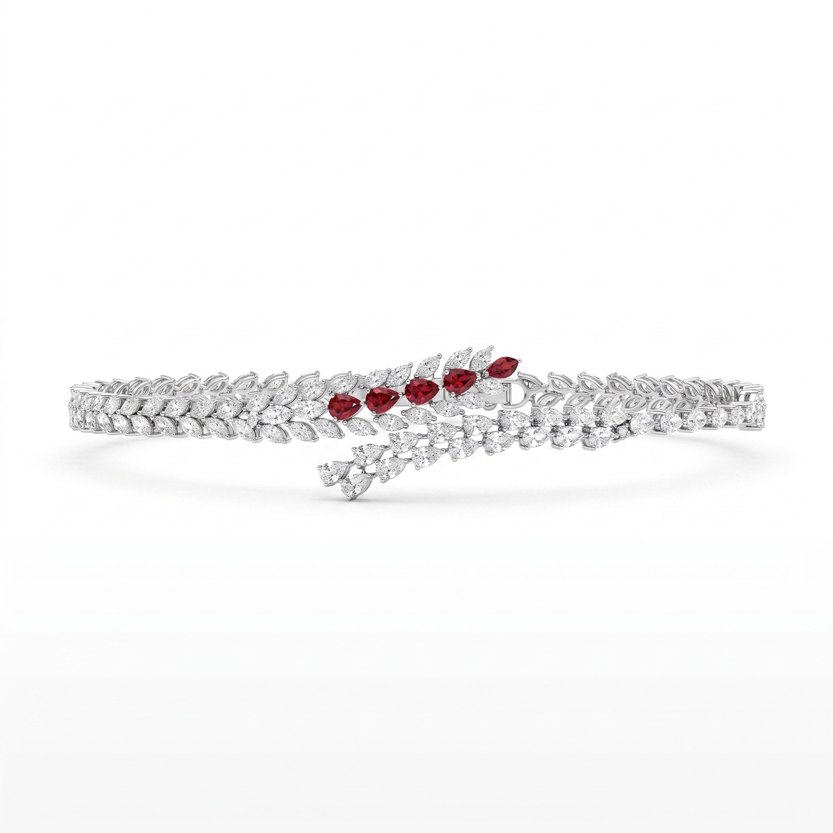 Red & White Marquise Stone Statement Jewelry Set in 925 Sterling Silver