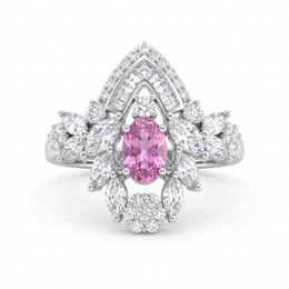 Pink American Diamond Floral Jewelry Set in 925 Sterling Silver
