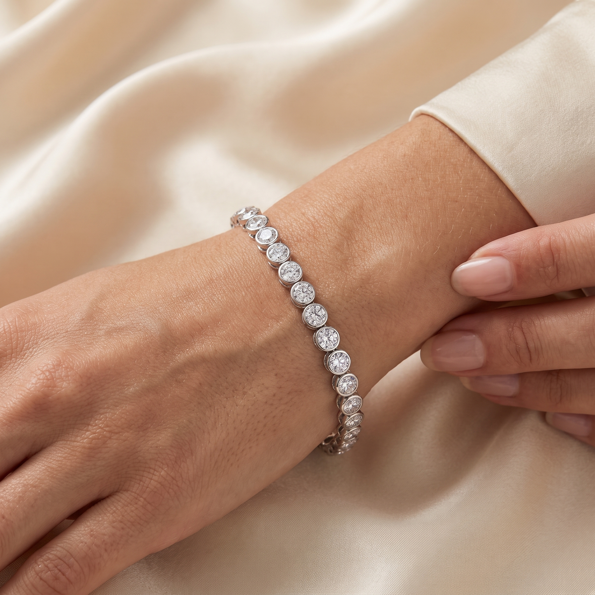 Classic Round American Diamond Tennis Bracelet in 925 Sterling Silver