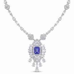 Royal Blue Emerald-Cut American Diamond Jewelry Set in 925 Sterling Silver