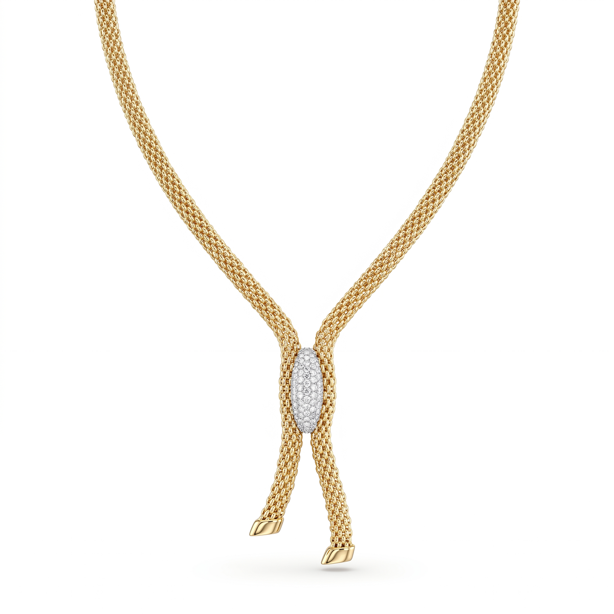 Tri-Color American Diamond Mesh Jewelry Set in 925 Sterling Silver