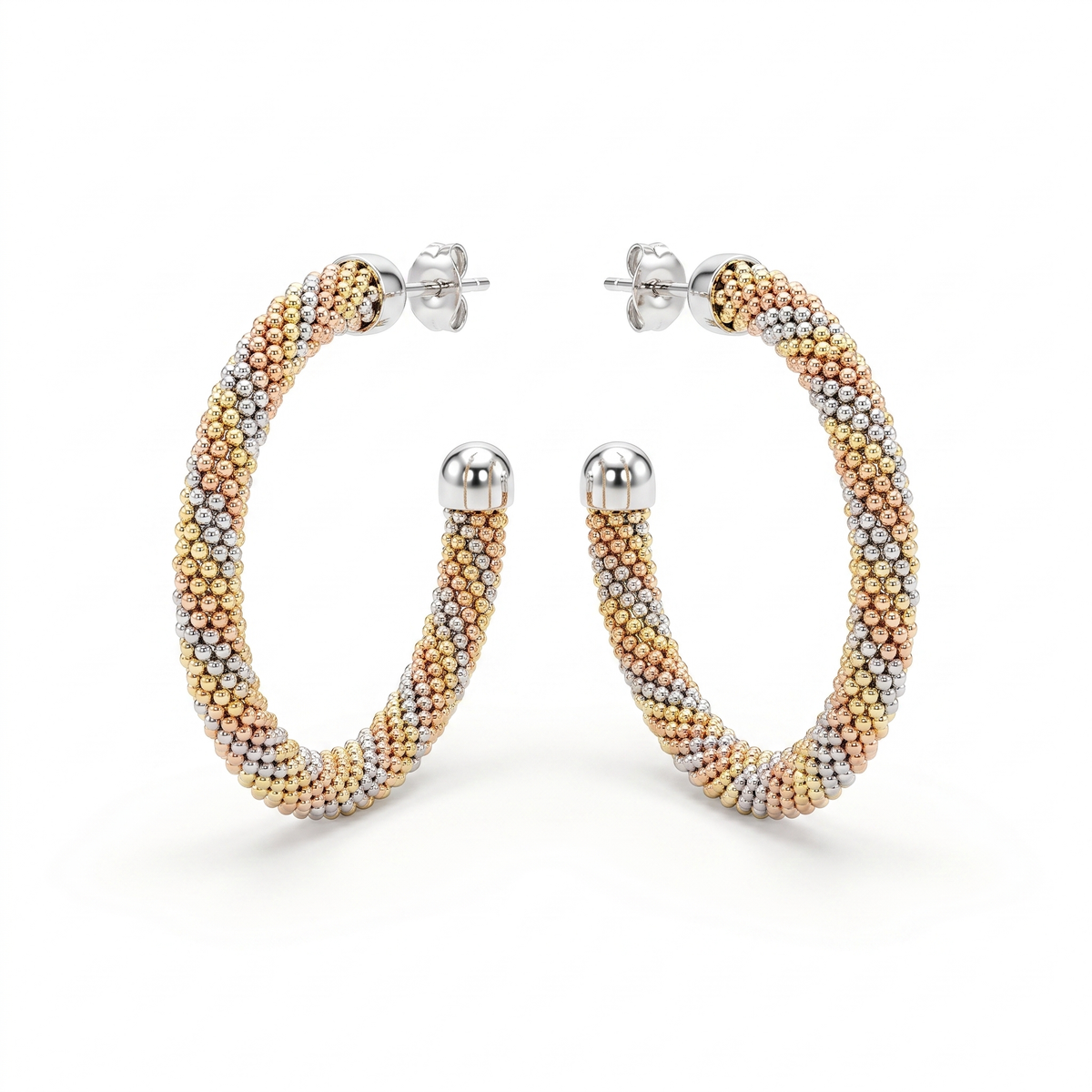 Tri-Color American Diamond Mesh Jewelry Set in 925 Sterling Silver