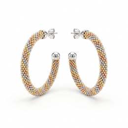 Tri-Color American Diamond Mesh Jewelry Set in 925 Sterling Silver